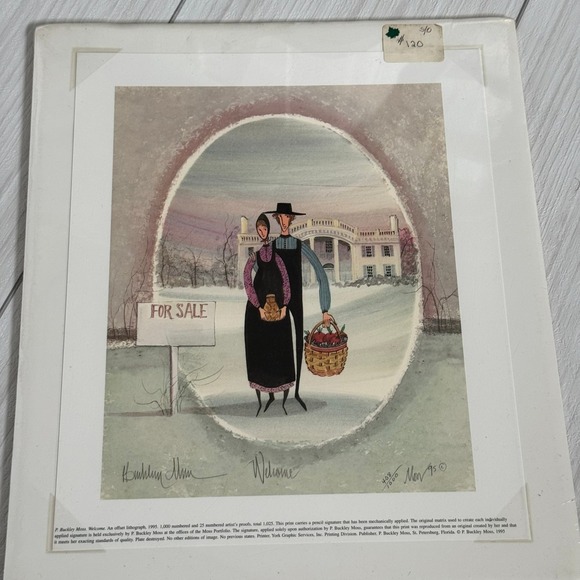 P. Buckley Moss Welcome Lithograph Print Signed Numbered Art Amish‎ Couple